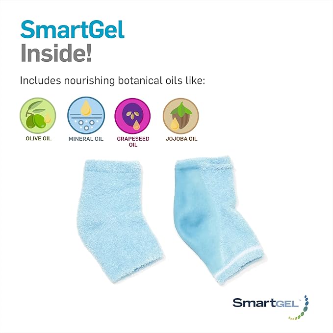 NatraCure Moisturizing Gel Heel Sleeves and Gloves - Aqua (Dry Skin) - For Hands, Fingers, Cuticles, Heels