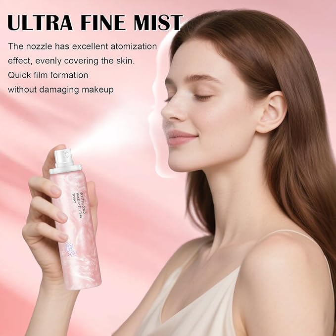 IONSGAKO Glow Makeup Setting Spray, Shimmer Dewy Hydrating Setting Spray for Makeup Glowing Long-Lasting Radiant Finish, Lightweight Formula, All-Day Wear, 4 Fl Oz