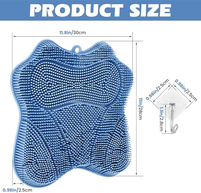 Shower Foot Scrubber,Shower Foot and Back Scrubber with Suction Cups,Butterfly Form Design,3 Brush Designs for Deep Cleaning Shower,Foot Scrubber Mat for Smooth Exfoliation(Blue)