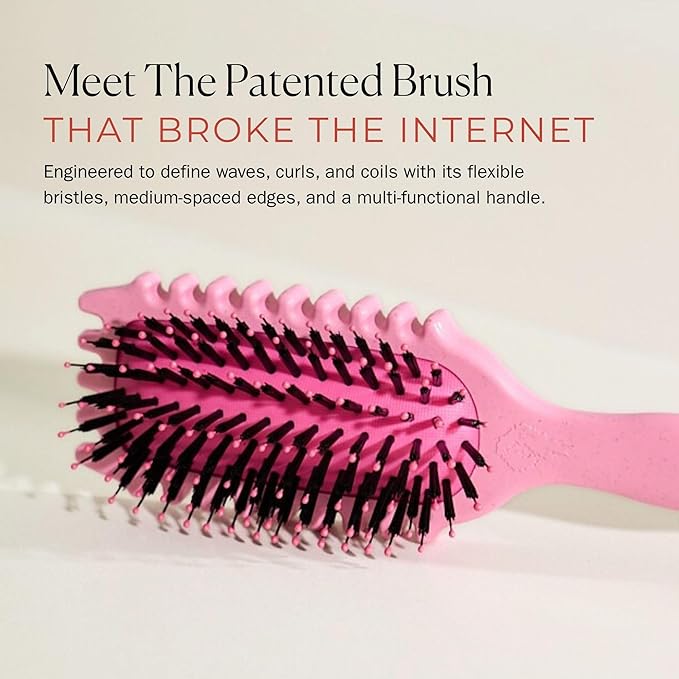 Bounce Curl Define EdgeLift Brush, 5-in-1 Tool for Effortlessly Defined Curls, Waves & Coils, Reduces Frizz - Pink