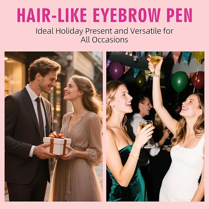 2 Pack Hair Like Eyebrow Pen Set, Long-Lasting Microblading Eye Brow Pencil for Natural Brows, 2-IN-1 Beginners & Daily Use Eyebrow Pencils for Women, Waterproof & Smudge-Proof Brow Tint
