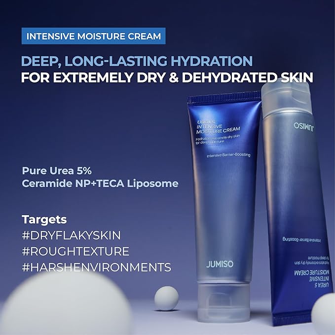 JUMISO Intensive Urea Hydration Duo Set - 5% Face Cream (2.7 oz) & 9.9% Multi Balm (1.69 oz) for Extremely Dry, Flaky, Cracked Skin - Barrier Repair with Ceramide NP, Panthenol & TECA Liposome