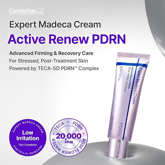 CENTELLIAN 24 Expert Madeca Cream Active Renew PDRN (Firming Cream, 1.69 fl oz) – Elasticity, Soothing & Hydrating Face Moisturizer with TECA-PDRN, Hyaluronic Acid & Glutathione, Korean Skin Care