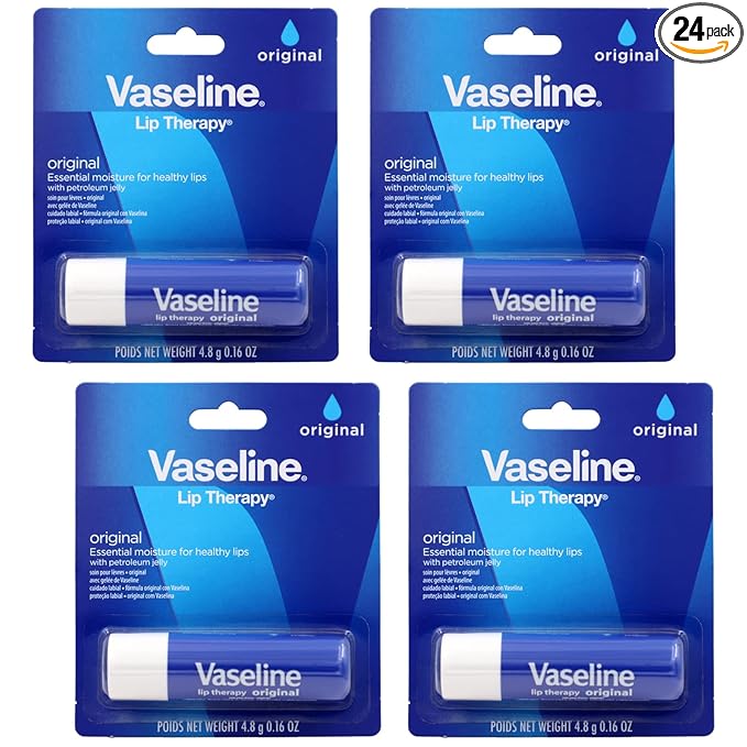 Vaseline Lip Therapy Care Original,Fast-Acting Nourishment,Ideal for Chapped,Dry,Cracked,or Damaged Lips,Lip Balm,0.16 Ounce,(Pack of 24)