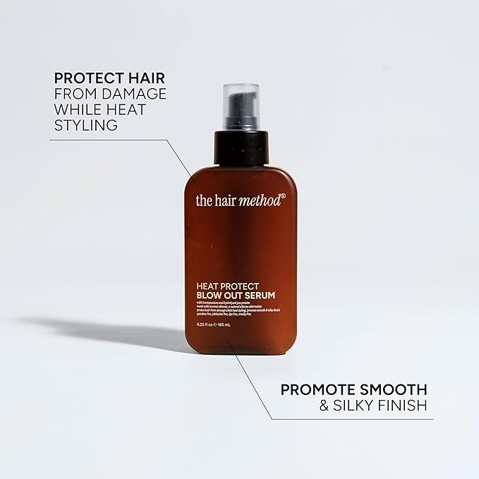 Heat Protect Blow Out Serum – Lightweight Protection Against Heat Damage with Hemisqualane, Pea Protein & Coconut Alkanes – Silicone-Free, Paraben-Free, Frizz-Free, Vegan, All Hair Types – 6.25 fl oz