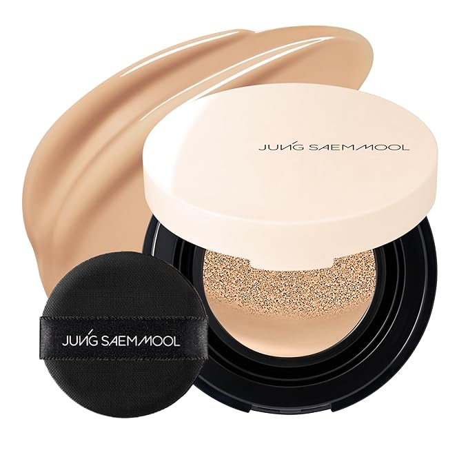 JUNG SAEM MOOL Essential Skin Nuder Cushion | Natural Finish, Buildable Coverage Cushion Foundation by Korean Makeup Artist (Mini, 0.17 Fl Oz), 23N Honey