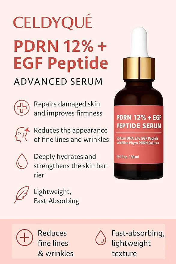 Salmon DNA PDRN 120,000 ppm EGF Peptide Serum & Cream Set w/Volufiline, Phyto PDRN 12%, Growth Factor – Anti-Aging Face Serum & Facial Cream with Niacinamide, Hyaluronic Acid – Korean Skincare Duo