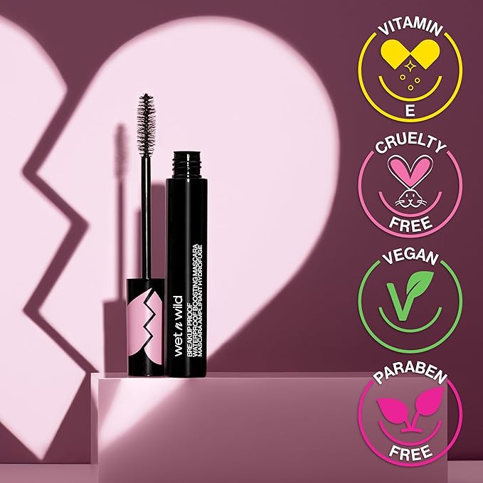 wet n wild Breakup Proof Mascara - Volumizing, Conditioning, Lengthening, Thickening, Waterproof, Smudge-Proof, Non-Clumping, Cruelty-Free & Vegan - Multicolor