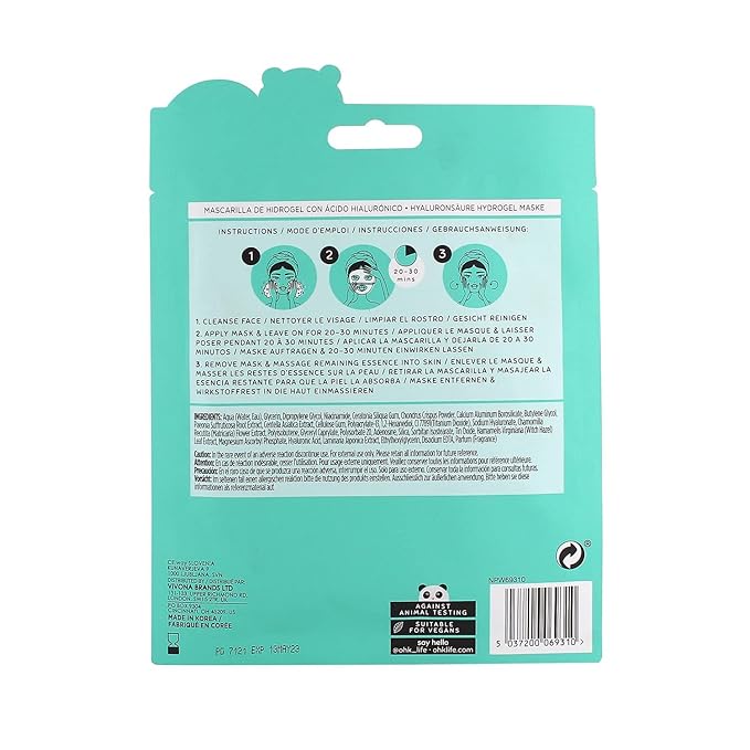 Oh K! Hydrogel Mask - Moisturizing Face Mask Sheet - Hydrating Face Sheets - Rich in Hyaluronic Acid, Niacinamide - Korean Skincare - 1 Pc (Pack of 3)