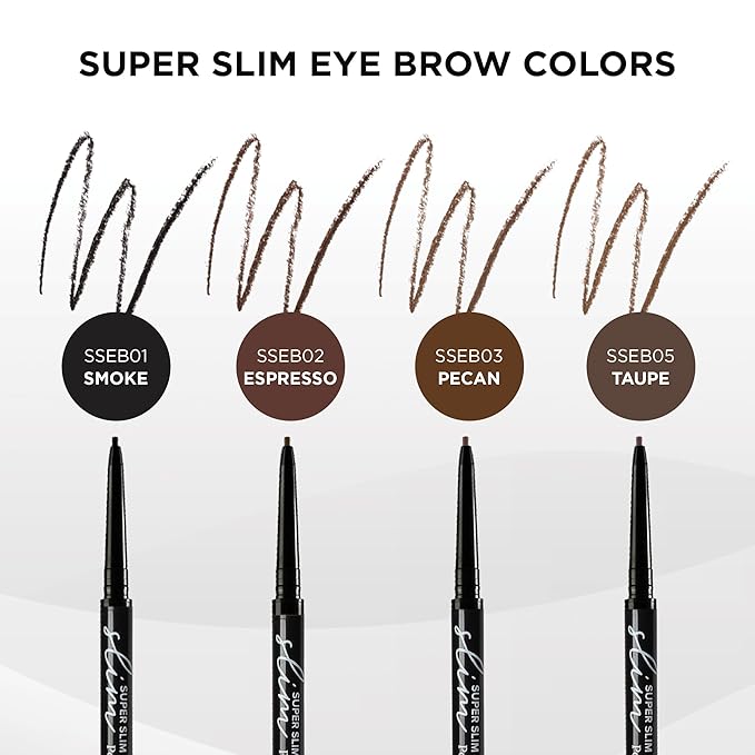 Absolute New York Super Slim Brow Pencil, Fine Point, Dual Ended, Fade Resistant and Long Lasting (SSEB05 Taupe)