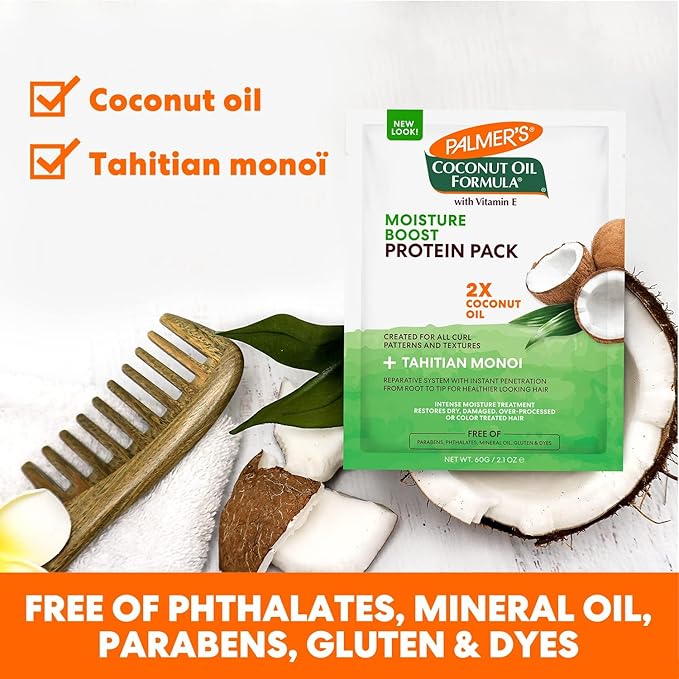 Palmers Coconut Oil Formula Deep Conditioning Protein Pack, 2.1 Oz (Pack of 4)