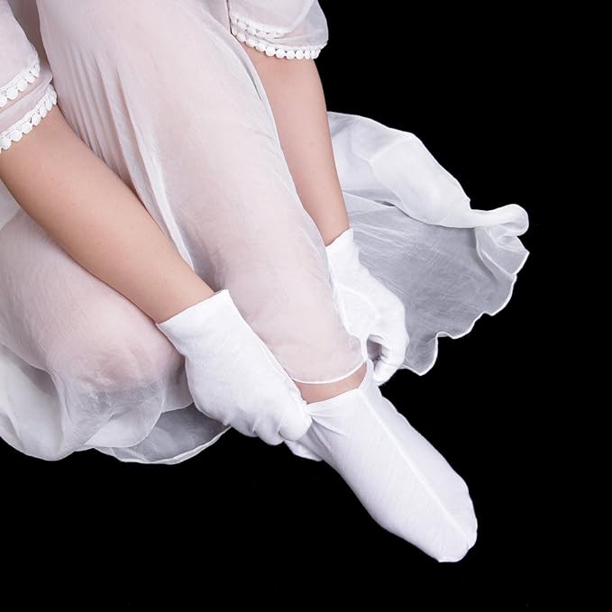 3 Pairs Cotton Socks Moisturizing Socks Women Lotion Sock for Dry Feet Overnight Cotton Foot Lotion Hoses Spa Overnight Absorbing Stockings for Dry Cracked Feet White Moisture Enhancing Hoses