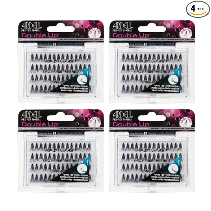 Ardell Individual Lashes False Eyelashes Double Up Soft Touch - Long, Black, DIY Lash Clusters, Reusable Eyelash Extensions, 4 Pack