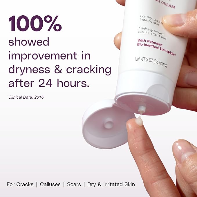 Rapid Crack Repair Cream, 25% Urea with Lactic Acid, Restores Cracked Heels and Diabetic Feet, Post-Surgery Scar Care, Fragrance-Free Barrier Cream, 3 oz