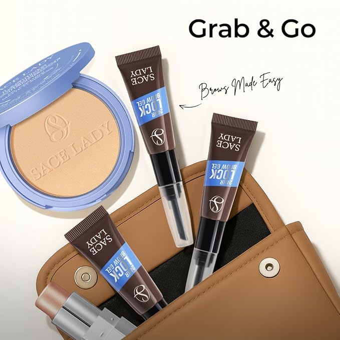 SACE LADY 24H Lock Eyebrow Gel, Waterproof Brow Gel Brown with Built-in Brush, Long-Lasting Natural Pigmented Eye Makeup for Women (02 Dark Brown)