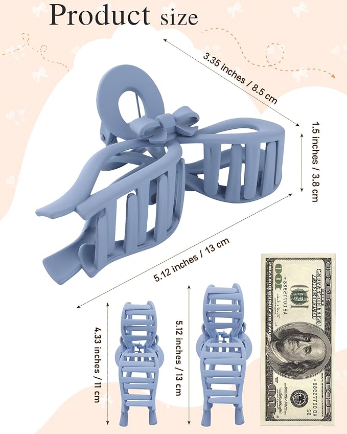 4 PCS Bow Hair Clips for Women Bow Claw Clip 5" Extra Large Hair Claw Clips for Thick and Long Hair Cute Bows Big Clip Mother’s Day Gift for Mom