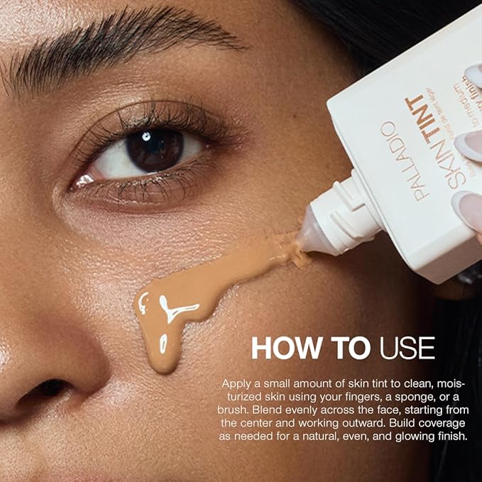 Palladio Skin Tint with Aloe, Niacinamide and Hyaluronic Acid, Sheer to Medium Coverage, Glowy Finish, Brightening and Blurring Lightweight Foundation Makeup (Fair Porcelain)