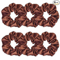 Sufermoe 6 Pcs 4.5 Inch Satin Silk Hair Scrunchies, Coffee color, Hair Ties for Women and Girls