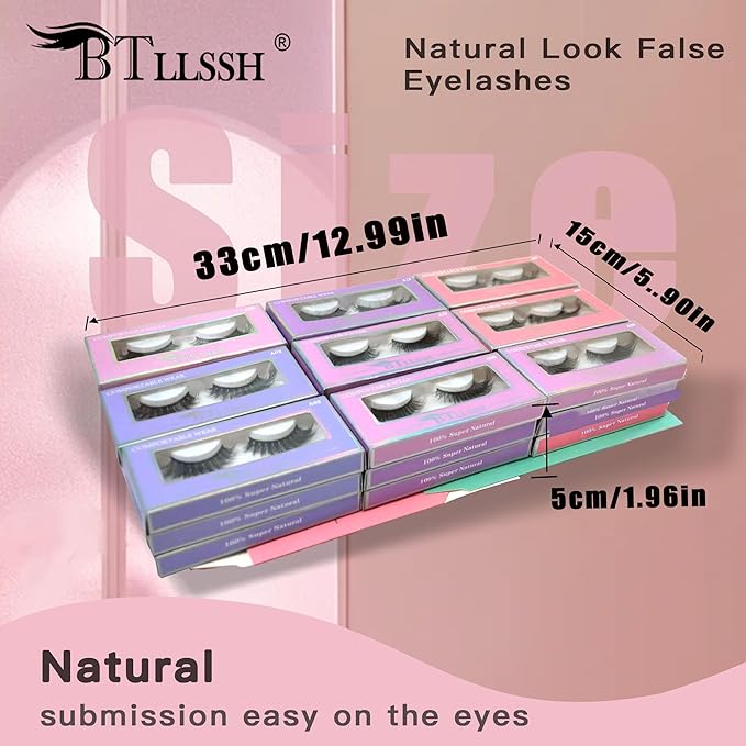 Mink Lashes MIX Fluffy 16mm Stirps Lash Volume False Eyelashes 27Pairs 8D Cat Eye Lashes D Curl Dramatic Soft Eyelash Long Lash Strips Lashes Pack That Look Like Extensions