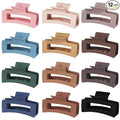 12 Pcs Hair Claw Clips 3.5 Inch Non-slip Square Matte Claws for Women, Strong Hold Banana Clip for Thick Thin Hair,Multi-color