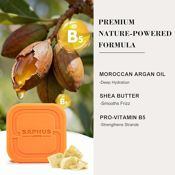 Argan Oil Bar Shampoo and Conditioner Set for Strengthening, Cleansing & Moisturizing Dry & Curly Hair,Travel Size, Zero Waste, 2pc Set