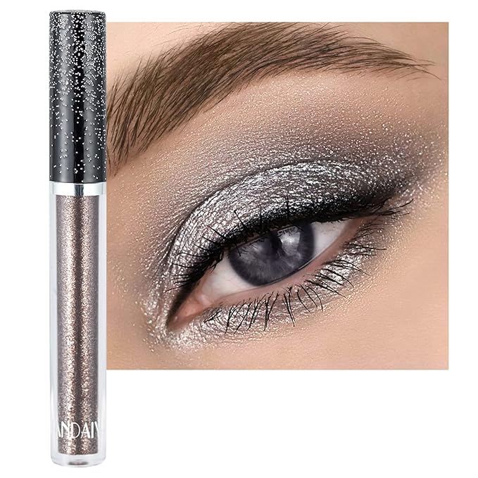 Glitter-Eyeshadows, Liquid Eyeshadows, Long-lasting Metals-Gloss-Sparkling Silver, Gold High-pigmented Colorful Glitter-Eye-Shadows(10#)