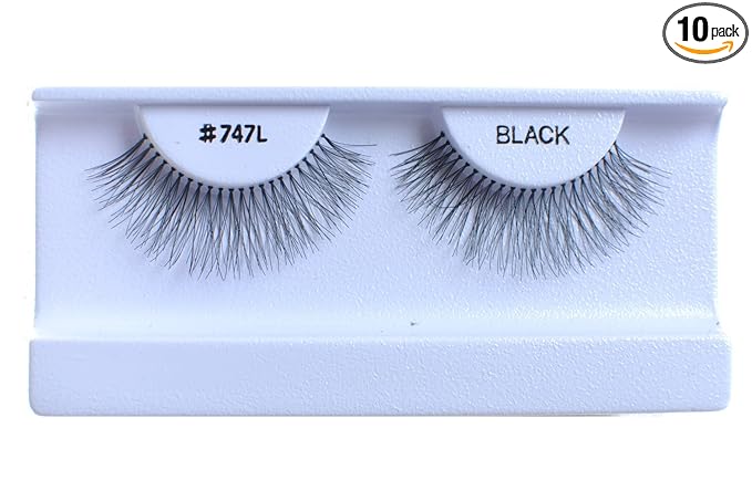 10 Pairs 100% Human Hair False Eyelashes Natural Black #747L