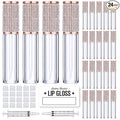AMORIX 24 Pack Crystal Rhinestone Lip Gloss Tubes with Wand 5ml Empty Containers + Syringes + Labels
