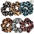 Sufermoe 6 Pcs Satin Silk Hair Scrunchies for Women and Girls, 4.5 inch, Leopard color