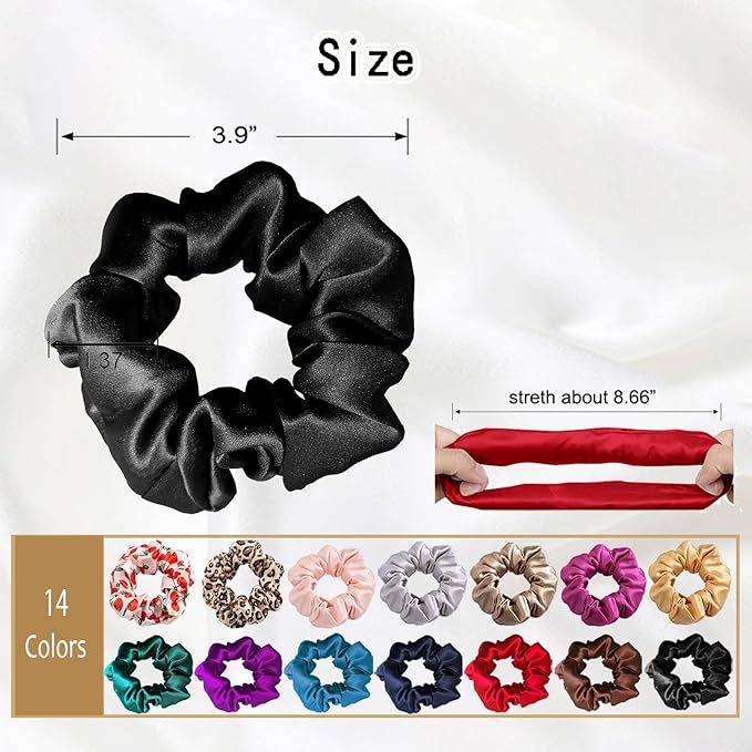 SALE!! Mulberry Silk Scrunchies - 16 Momme Satin Silk Hair Ties for Women, Girls with Curly, Thick or Thin Hair (1, 10 Black)