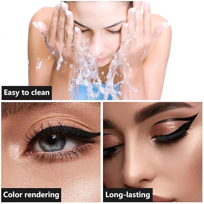 5Pcs Double-headed Liquid Eyeliner Stamp Pencil Set,Winged Eyeliner Stamp Pen Women Black Long-lasting delineador de ojos,(Heart/Flower/Star/Butterfly/Cone) Shape Eye Liner Stamp