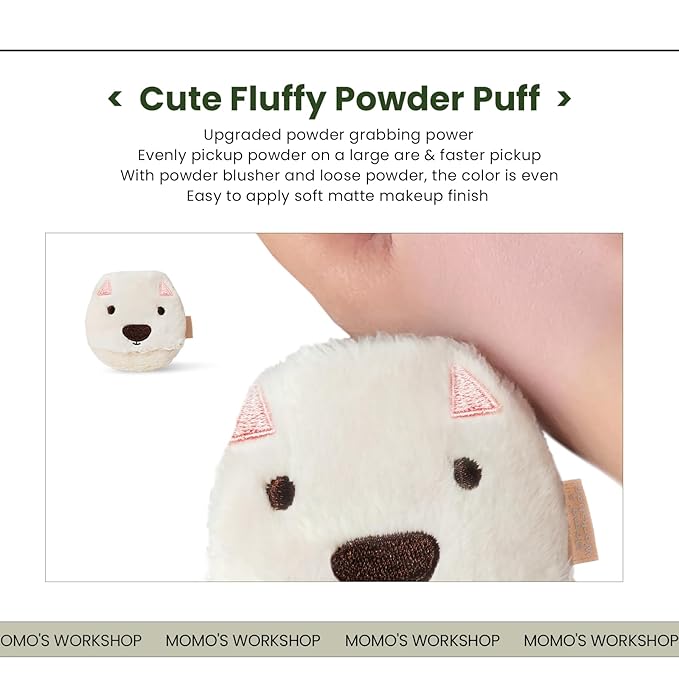 Momo's Workshop Face Fluffy Powder Puff,Soft Plush Setting Powder Puff, Large Velour Makeup Puff for Loose Or Pressed Powders,Round Cosmetic Puff, Beauty Makeup Tool,1pcs