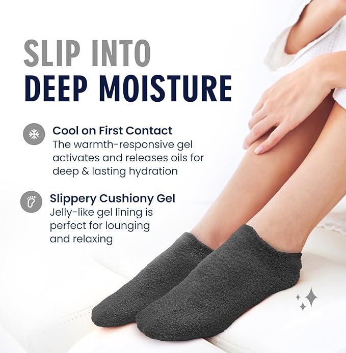 Dr. Frederick’s Original Moisturizing Gel Socks for Men & Women – Dry Feet & Cracked Heel Treatment – Full Foot Gel Lining with Mango Butter, Shea Butter, Jojoba & Coconut Oil (Obsidian Oasis)