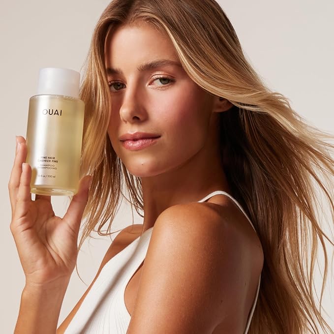 OUAI Fine Hair Shampoo - Salon Size Biotin Thickening Shampoo for Fine, Thin Hair - Volumizing and Strengthening with Keratin and Chia Seed Oil - Lightweight, Color-Safe, Sulfate Free, 32 Oz