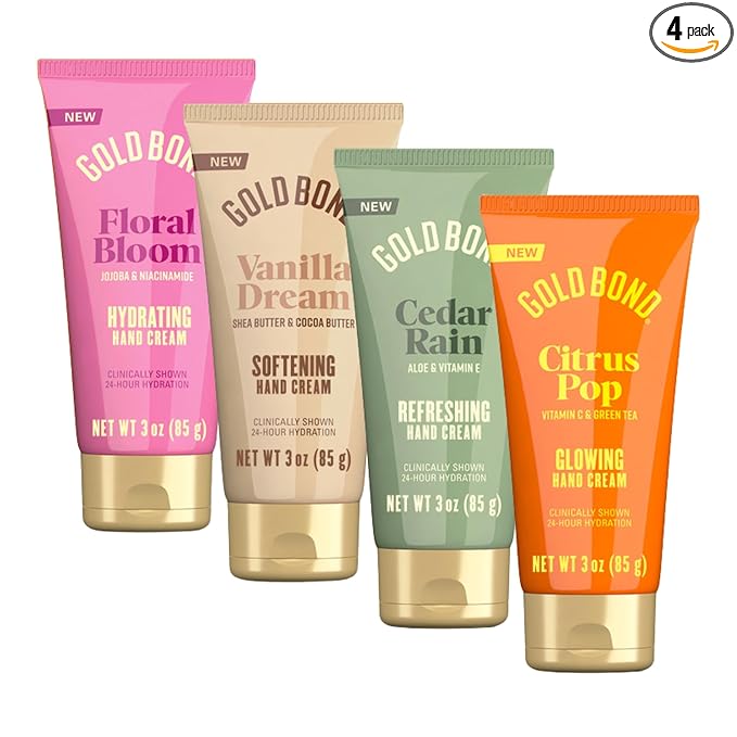 Gold Bond Scented Hand Cream Set, Everyday Hand Cream to Hydrate the Skin, Assorted Scents, 3 oz, 4 pk