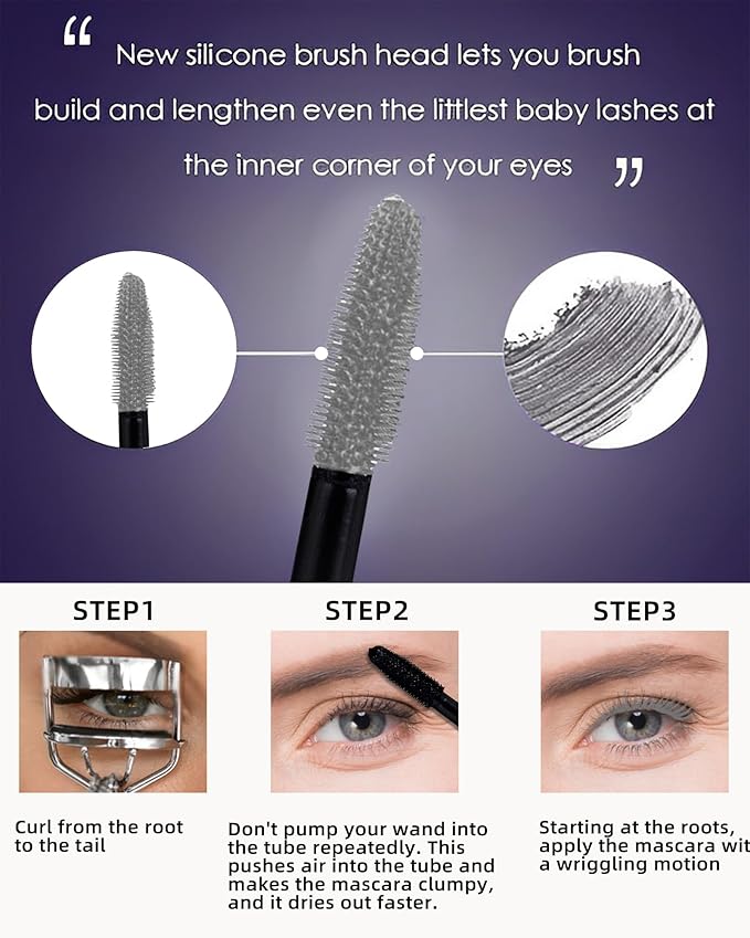 5D Gray Mascara for Eyelashes-1Pcs Longlasting Waterproof Smudge-Proof Cold Grey Mascara Volume and Length, Volumizing Defining Eye Lashes, Women’s Mother’s Day Eye Makeup Gift for Older Women 60 plus