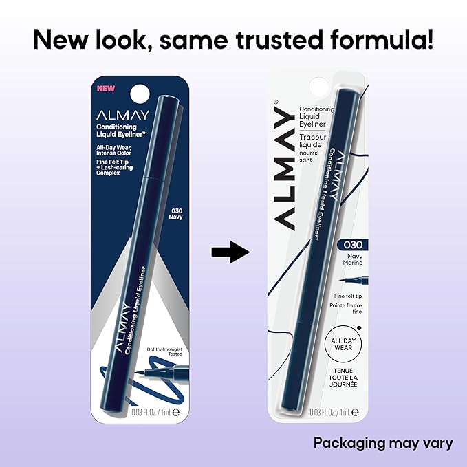 Almay Conditioning Liquid Eyeliner, Longwearing, Waterproof, Hydrating (Packaging May Vary), 30 Navy, 0.03 fl oz