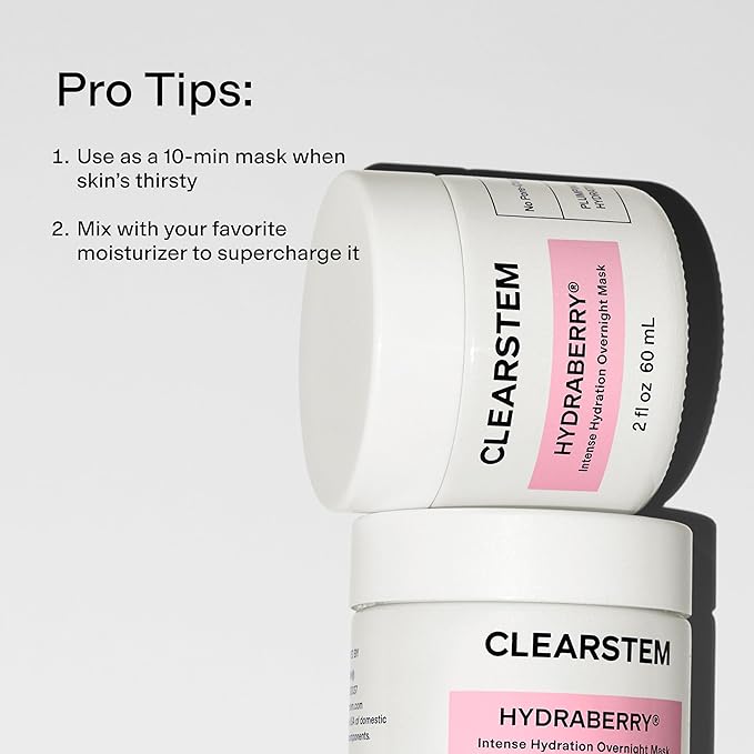 CLEARSTEM HYDRABERRY Hydrating Face Mask for Women - Night Mask for Sleeping for Women with Ceramides, Arnica & Magnesium PCA - Overnight Mask for Evening Hydration to Nourish & Protect Skin Barrier