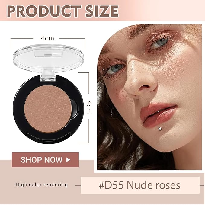 Refillable Eyeshadow Palette - Matte/Glitter/Duo-Chrome Pressed Powder & Cream Formula, Neutral/Shimmer/Smokey Multichrome, Travel-Friendly Iron Pan Refills (ShImmer, D55)