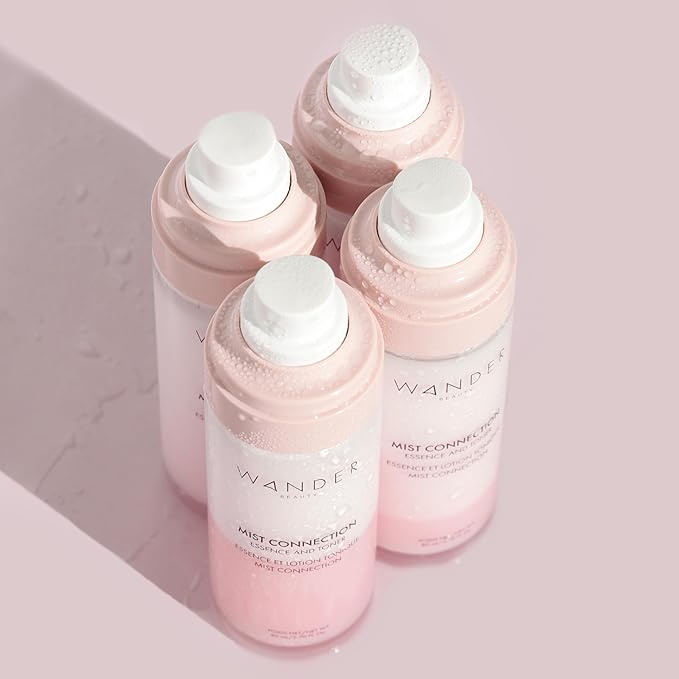 Wander Beauty Mist Connection Essence and Toner - 8-in-1 pH Balancing & Hydrating Facial Mist - Glowy Skin Care with Niacinamide, Hyaluronic Acid, Evening Primrose & Avocado - Alcohol-Free - 2.7 fl oz