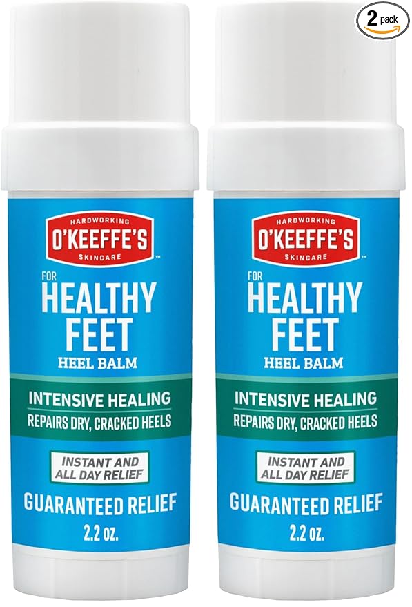 O'Keeffe's for Healthy Feet Intensive Healing Balm; Guaranteed Relief for Extremely Dry; Cracked Feet; Heel Balm that Instantly Fills Dry; Cracked Heels; 2.2oz Balm Stick, (Pack of 2)