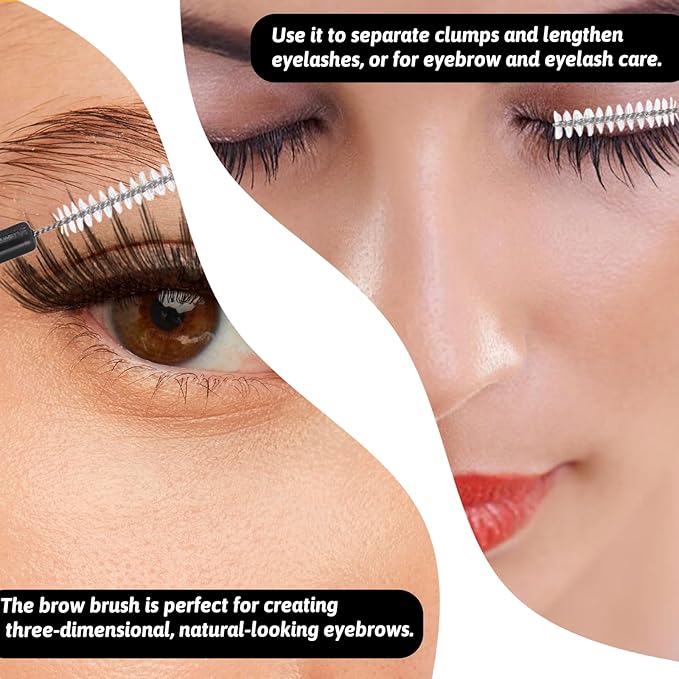 50 PCS Brow Lamination Brushes for Eyebrows, Lamination Spoolies, Disposable Micro Brushes for Brow, Spoolies for Eyebrows and Eyelashes (Black, White)