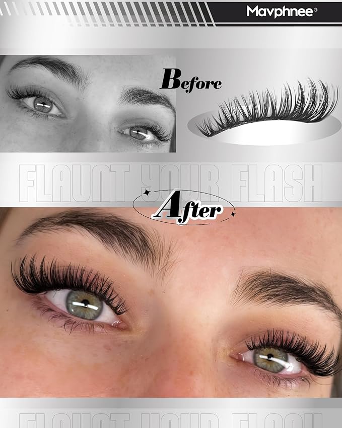 Flaunt Lash Clusters Kit Wispy Cluster Eyelash Extensions Kit CD-Curly Natural Individual Lashes DIY Lash Extension Kit 132Pcs Flora Cluster Lashes with Bond and Seal and Tweezers by Mavphnee (8-18MM)