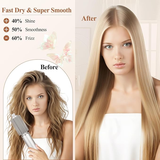 Upgraded Round Volumizing Brush for Shark Flex Style Attachment, Round Brush Compatible with Shark Flexstyle for Smooth Styling Adds Volume Curls(1.5in barrel, 2.6in with Bristles)