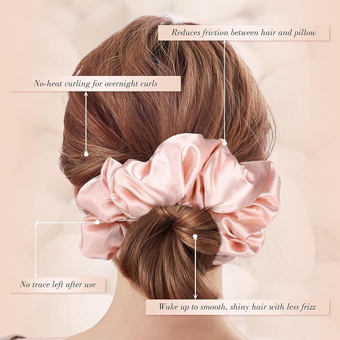 3Pcs Sleepy Hair Tie for Women Girls, Large Satin Hair Scrunchies Pillow Satin Scrunchies for Thick Curl