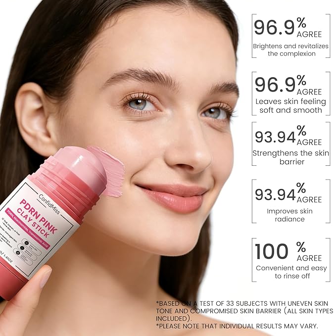 PDRN Pink Clay Stick Mask, with Salmon DNA PDRN Niacinamide Blackhead Remover Pore Cleansing Gentle Exfoliation Improve Uneven Skin Tone Mud Mask Skincare for Face All Skin Types