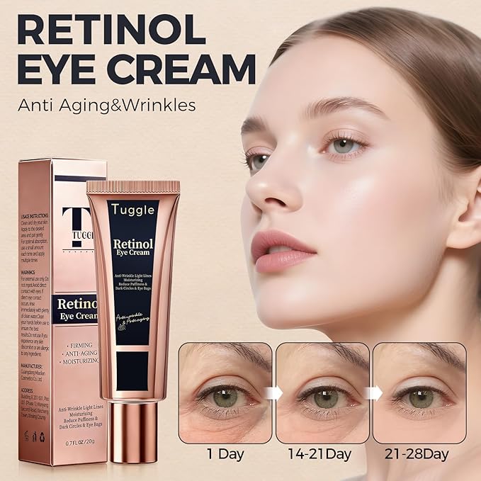 Retinol Under Eye Cream – Anti Aging Eye Cream for Puffiness and Bags Under Eyes & Wrinkles, Firming and Moisturizing, Gentle Formula for Men & Women to Reduce Fine Lines 0.7 Fl.Oz