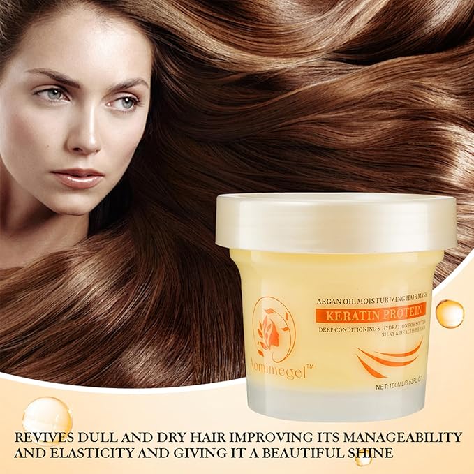 Collagen Hair Mask,Deep Repair Conditioning Argan Oil Hair Mask for Damaged Hair Treatment, Deep Conditioner Hydrating Hair Masque for All Hair Types 3.38 oz 100ml