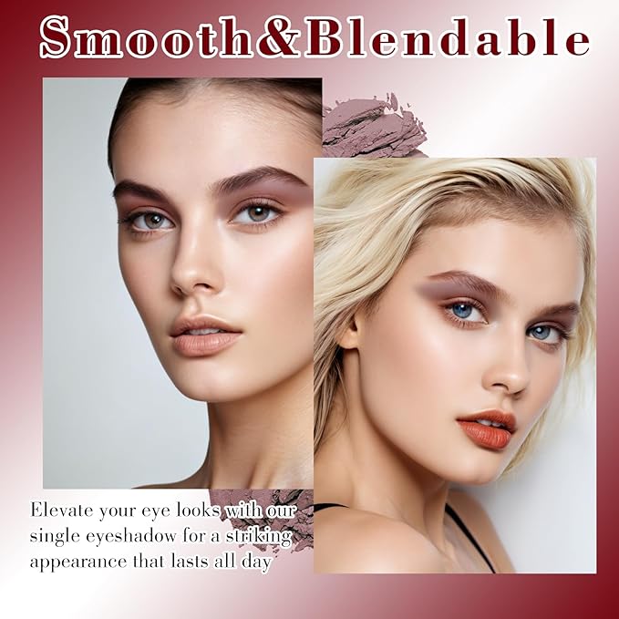 MEICOLY Matte Mauve Eyeshadow with Mirror,Taupe Eye Shadow Palette for Older Women and Girls,Pressed Powder Single Eyeshadow,Eye Makeup Eyelid Color,High Pigment,Waterproof