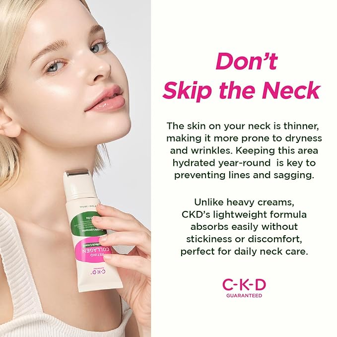 CKD Retino Collagen Gua Sha Neck Cream – Tightening, Lifting & Firming Moisturizer for Turkey Neck & Wrinkle Care, Multi-Use for Face & Décolleté, Anti-Aging Care, Korean Skincare, 1.69 fl oz